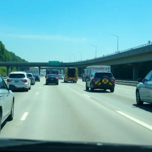 Traffic jam on State Route 347 after a multivehicle crash.