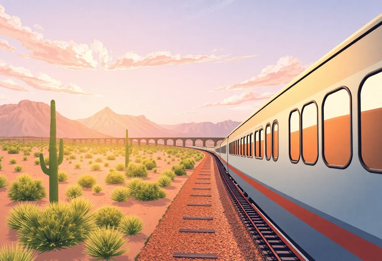 Illustration of the proposed passenger rail route between Phoenix and Tucson