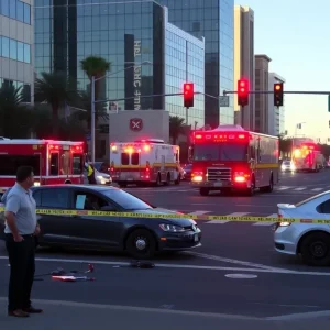Emergency responders at a car accident scene in Phoenix