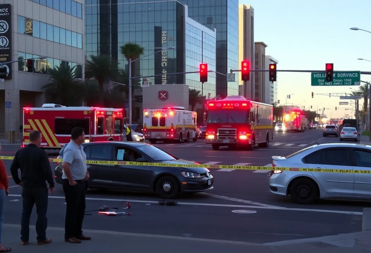 Emergency responders at a car accident scene in Phoenix