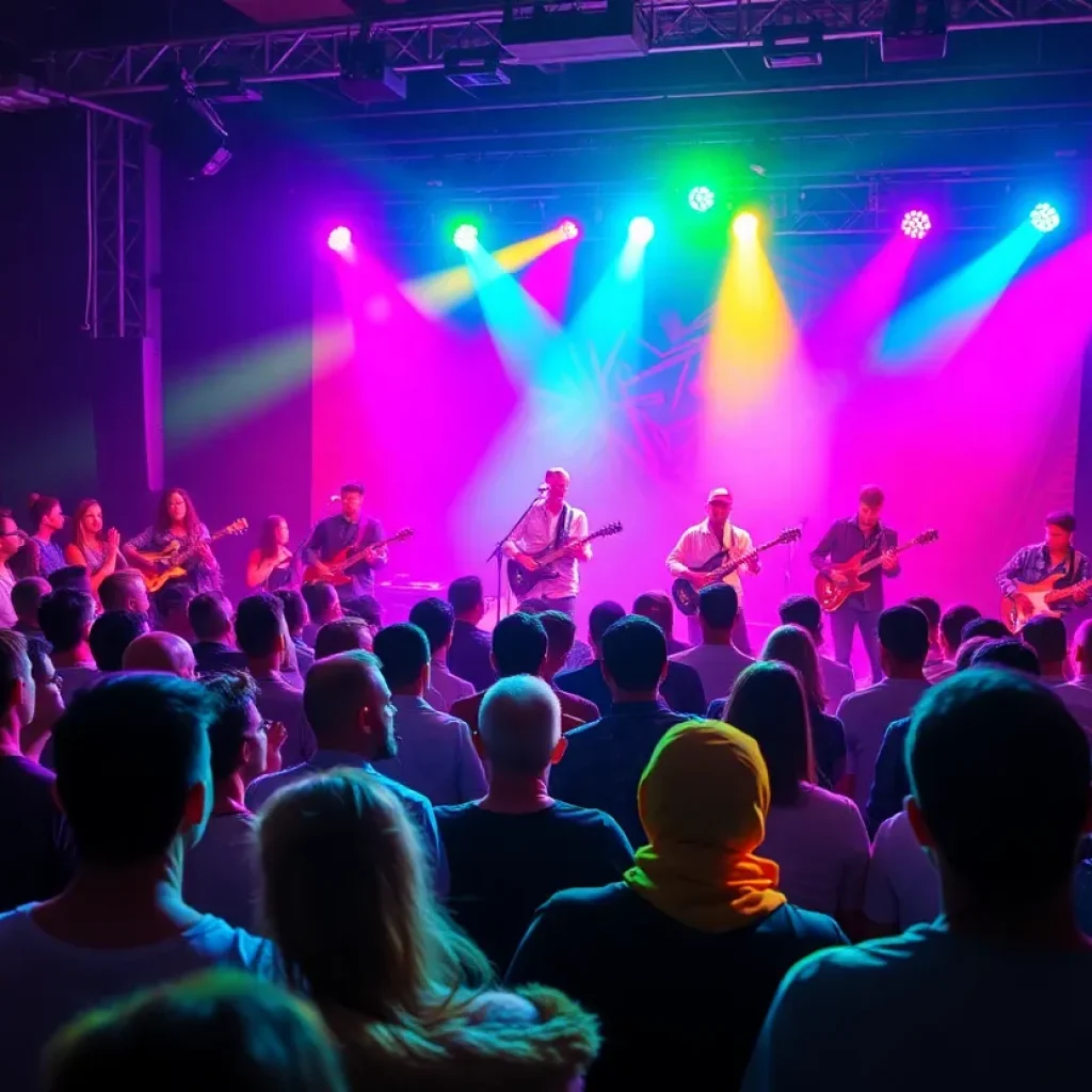 Concert scene in Phoenix with diverse artists performing