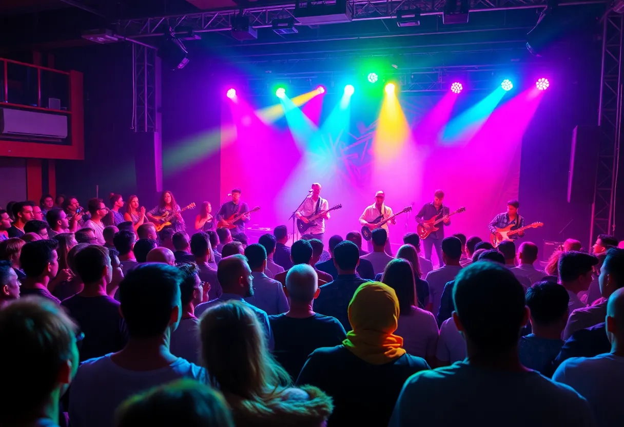 Concert scene in Phoenix with diverse artists performing