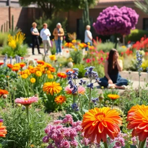 Garden events in Phoenix featuring diverse flora and people engaging in activities.