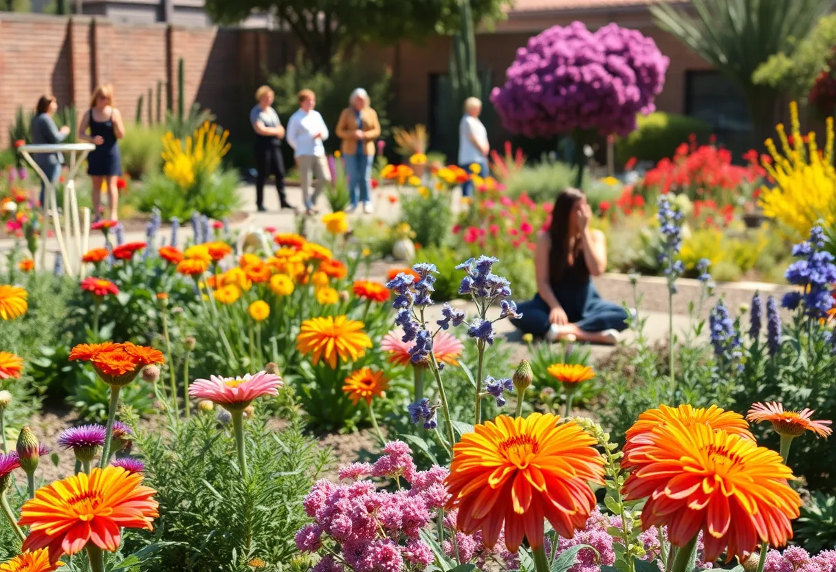 Garden events in Phoenix featuring diverse flora and people engaging in activities.