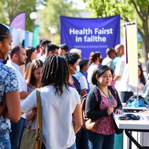 Participants at a health fair in Phoenix, AZ engaging in health screenings.