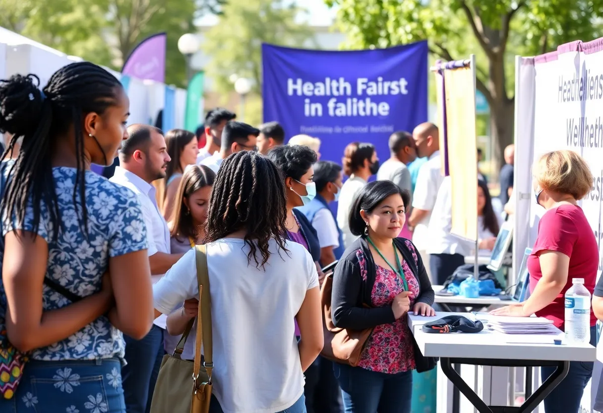 Participants at a health fair in Phoenix, AZ engaging in health screenings.