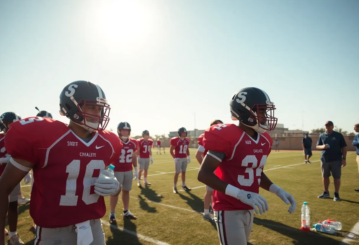 Phoenix high school football players practicing in extreme heat