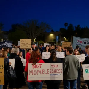Community members gather at a Phoenix event to raise awareness about homelessness.