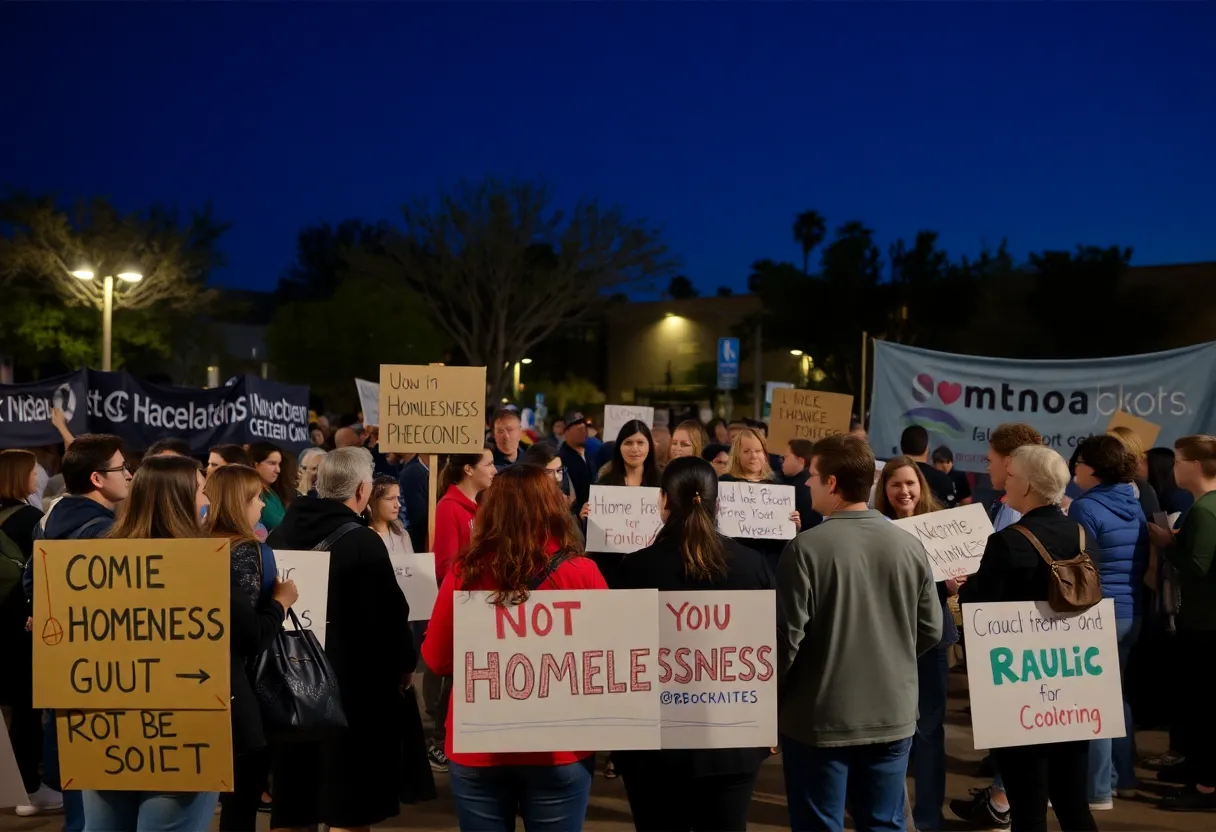 Community members gather at a Phoenix event to raise awareness about homelessness.