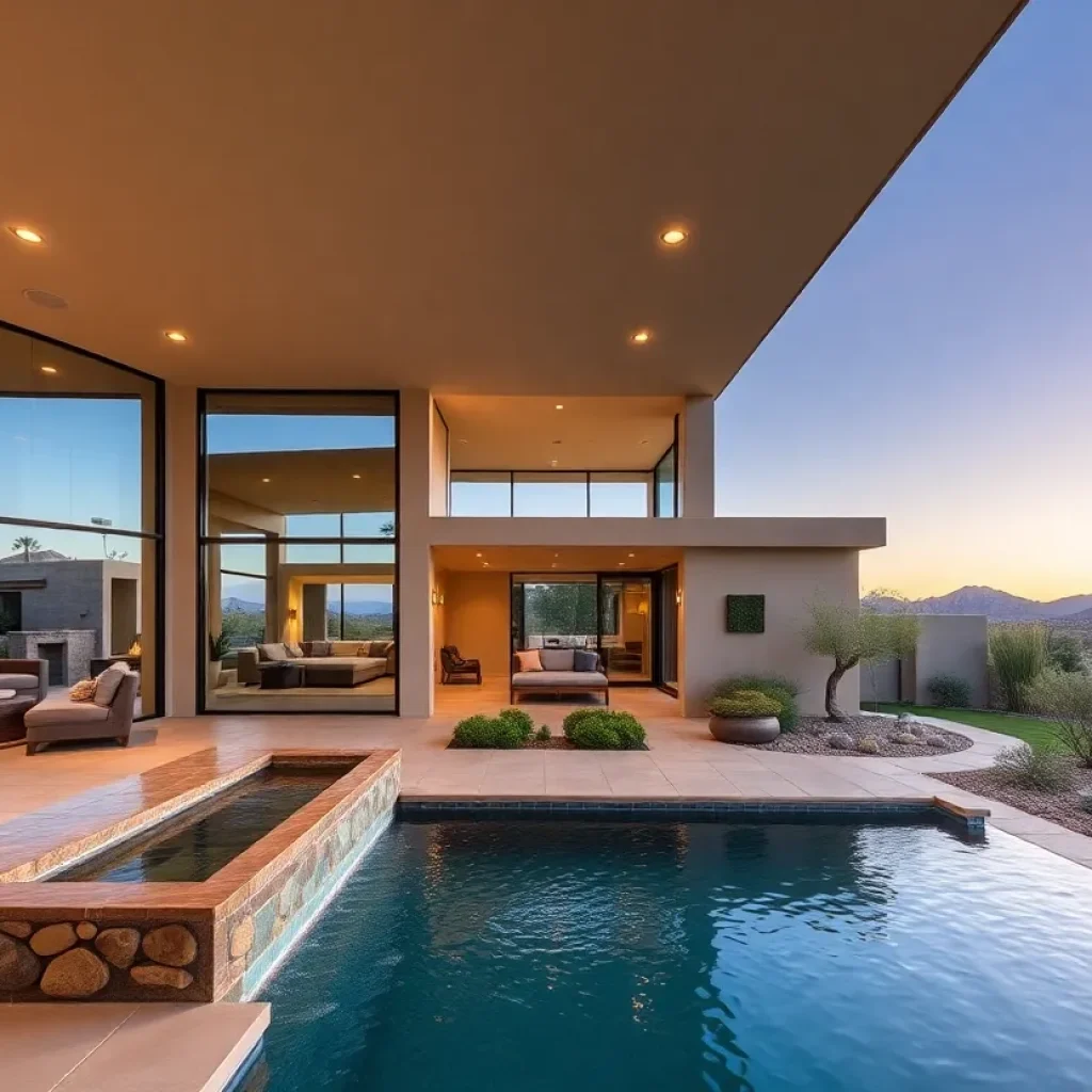 Modern luxury home with indoor water feature in Phoenix