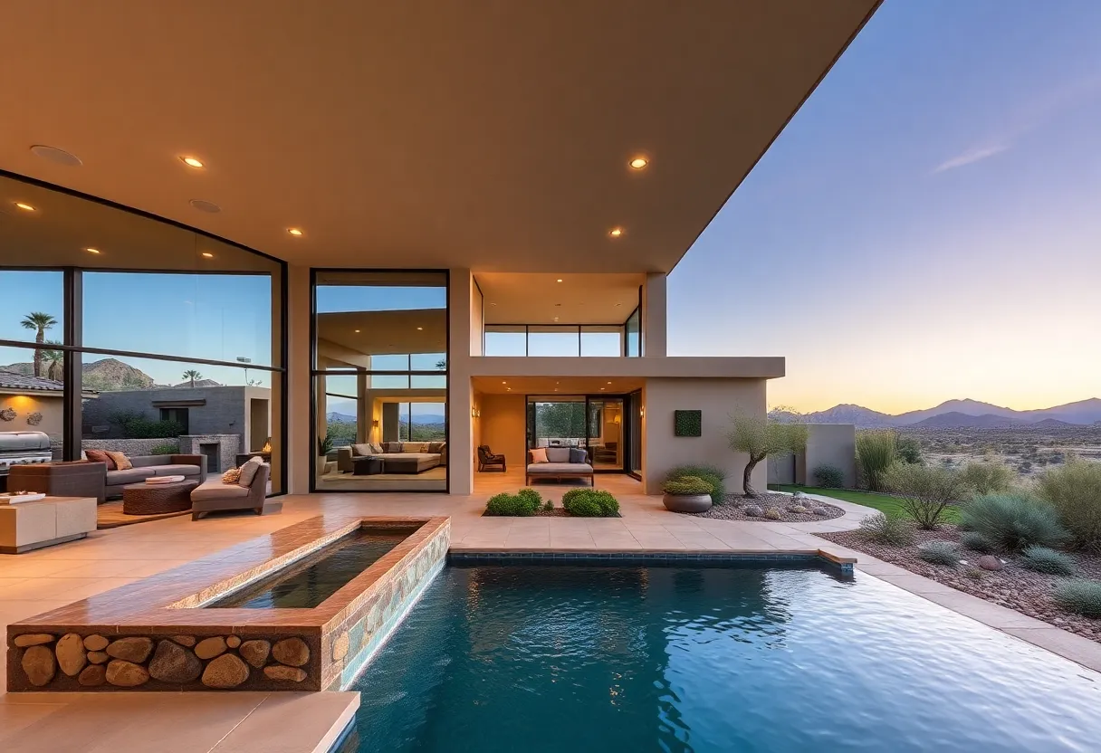 Modern luxury home with indoor water feature in Phoenix