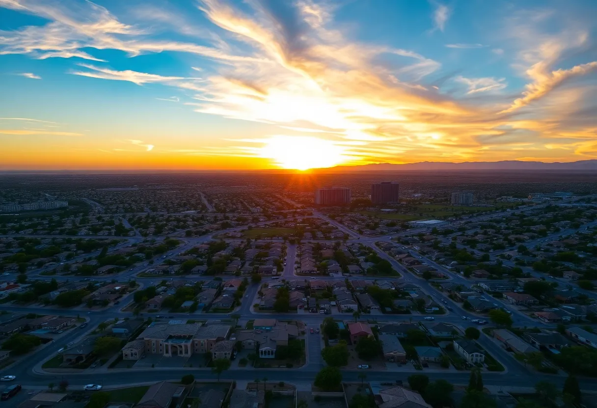 Aerial view of Phoenix, Arizona highlighting residential areas.