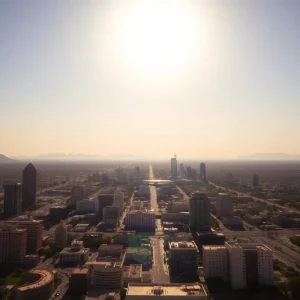Skyline of Phoenix during a heat wave