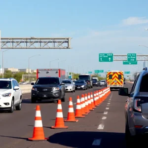 Emergency vehicles on the freeway during a traffic incident in Phoenix