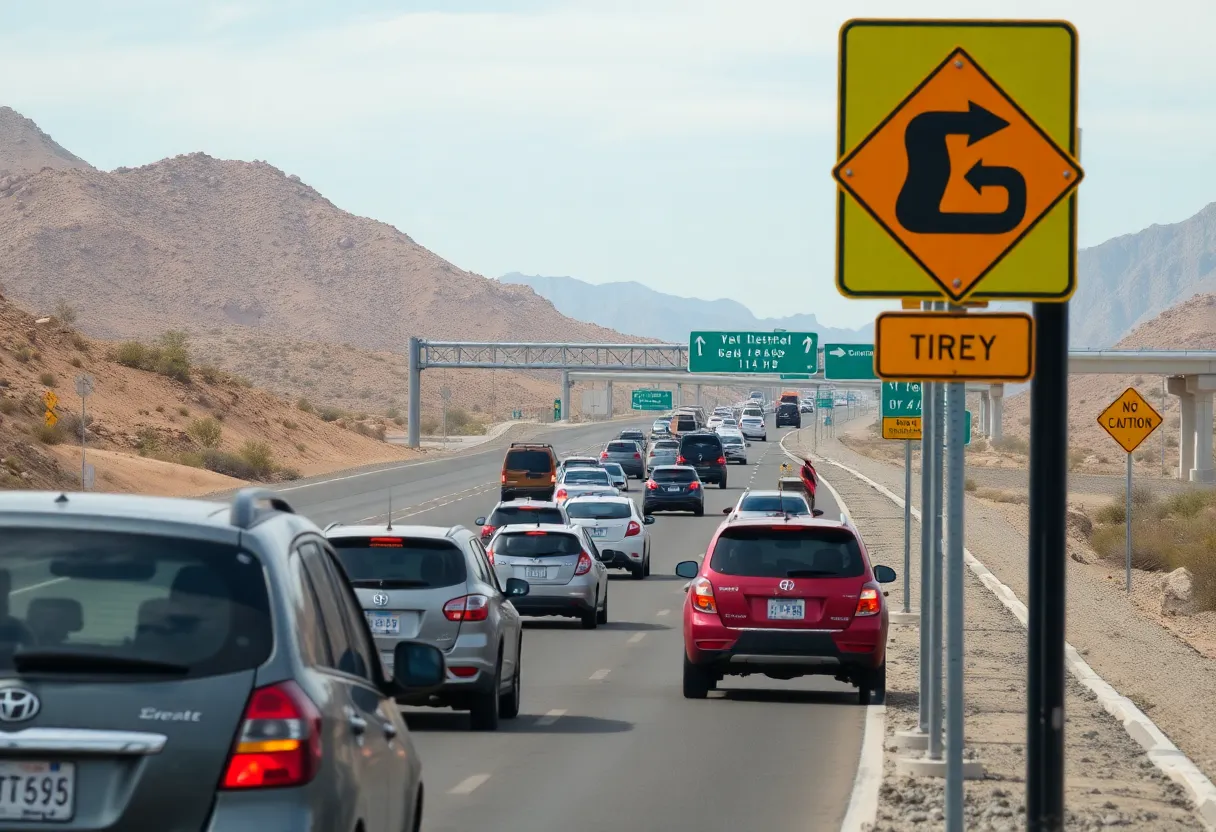 Traffic congestion on the southbound lanes of Loop 303 in Phoenix due to an accident.