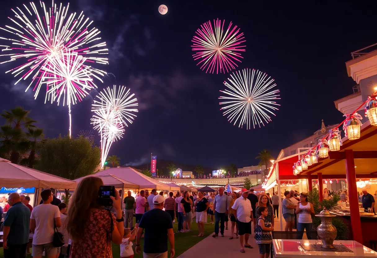 Fireworks over Scottsdale during Fourth of July celebrations