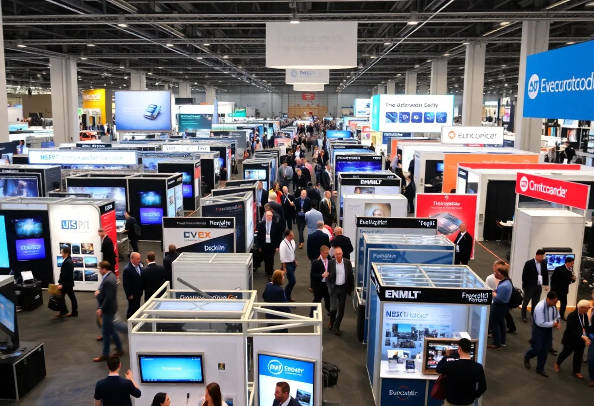 Exhibition booths at SEMICON West 2025 showcasing microelectronics