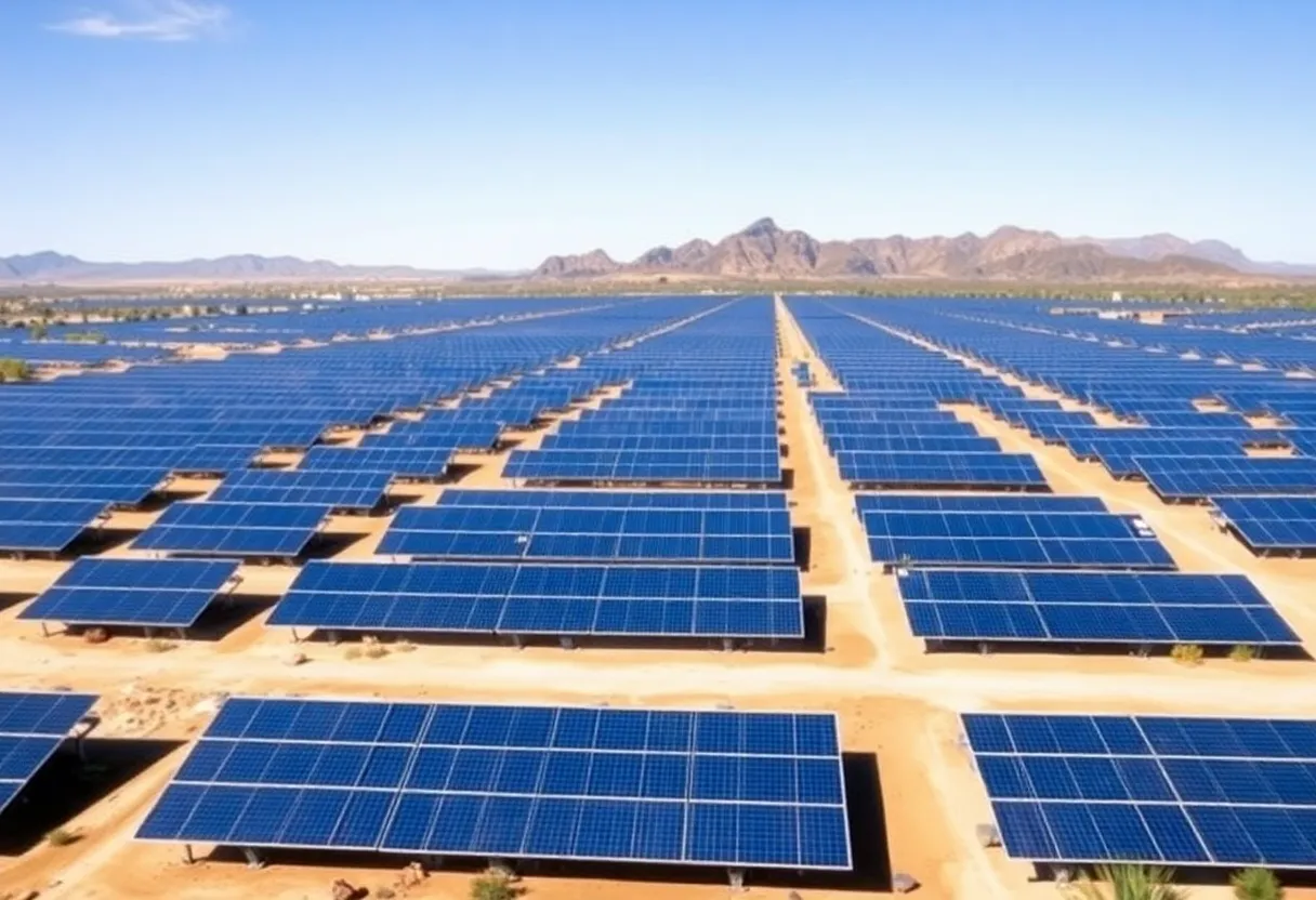 Solar panels at Sonak Solar Project in Pinal County, Arizona
