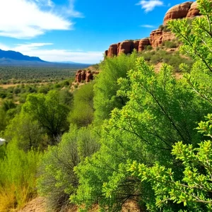 Lush landscape of Southeastern Arizona after rainfall