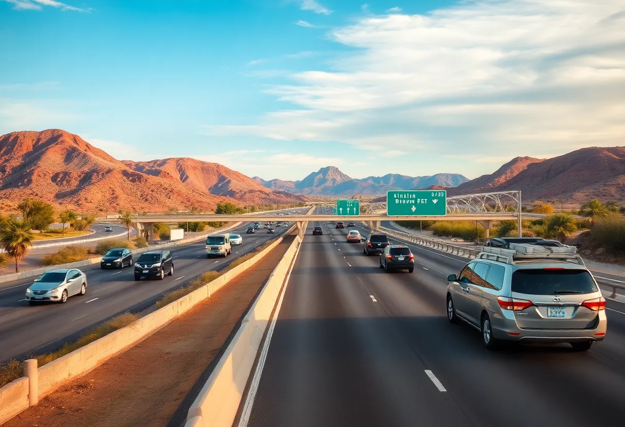 Vehicles on Interstate 10 in Arizona