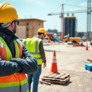 General view of a construction site at TSMC with safety measures
