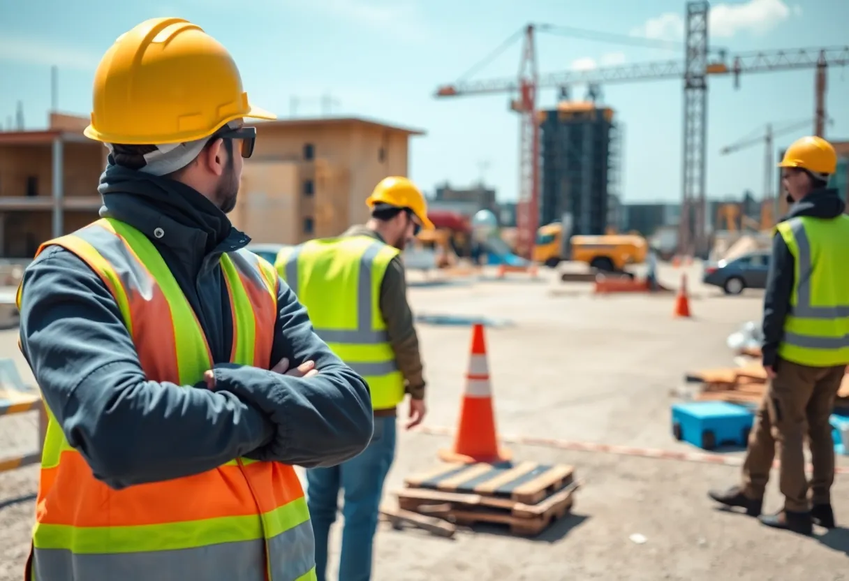 General view of a construction site at TSMC with safety measures