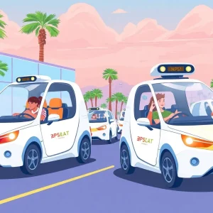 Illustration of teenagers using autonomous vehicles in Phoenix
