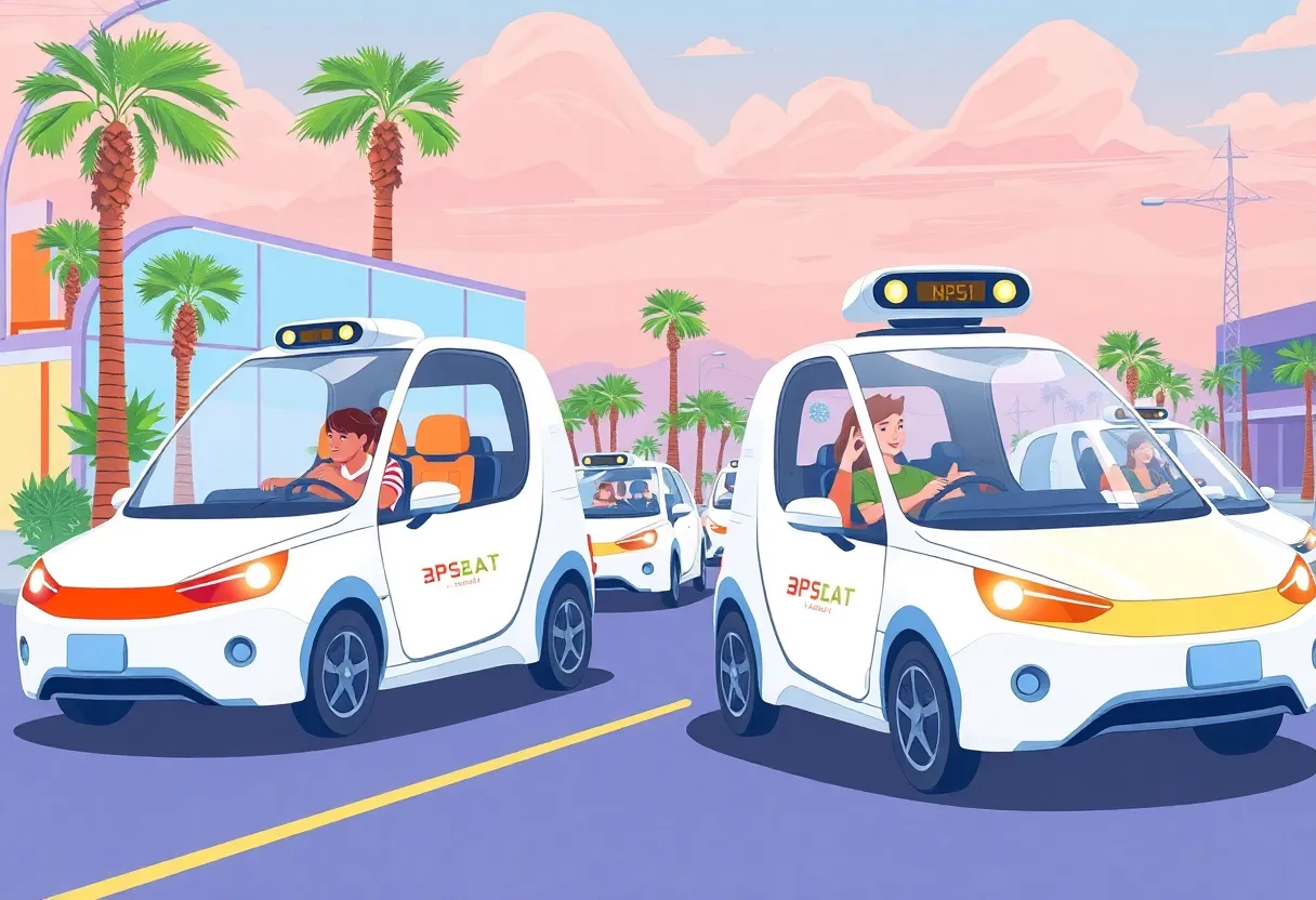 Illustration of teenagers using autonomous vehicles in Phoenix