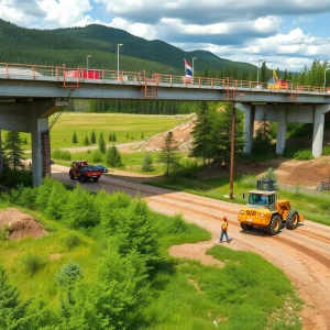 Construction site of a wildlife overpass on Interstate 17 near Flagstaff.