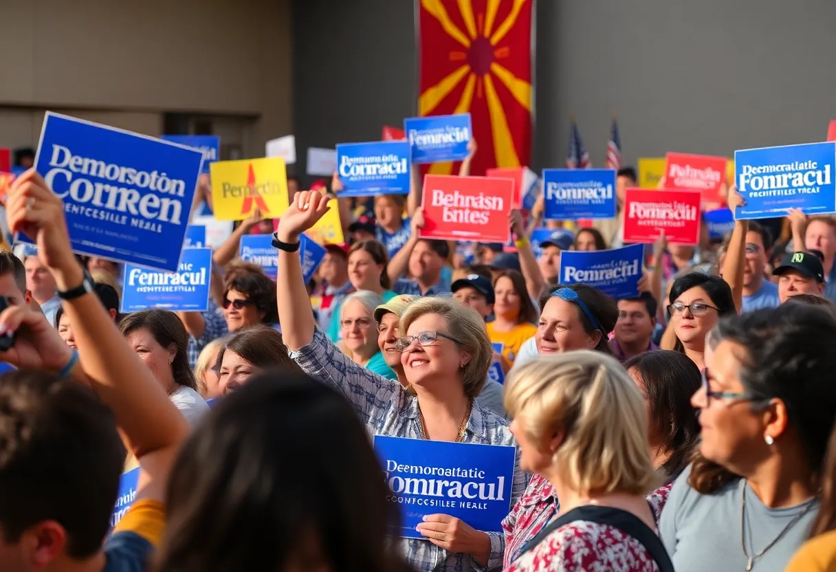 Supporters at an Arizona Democratic primary campaign event.