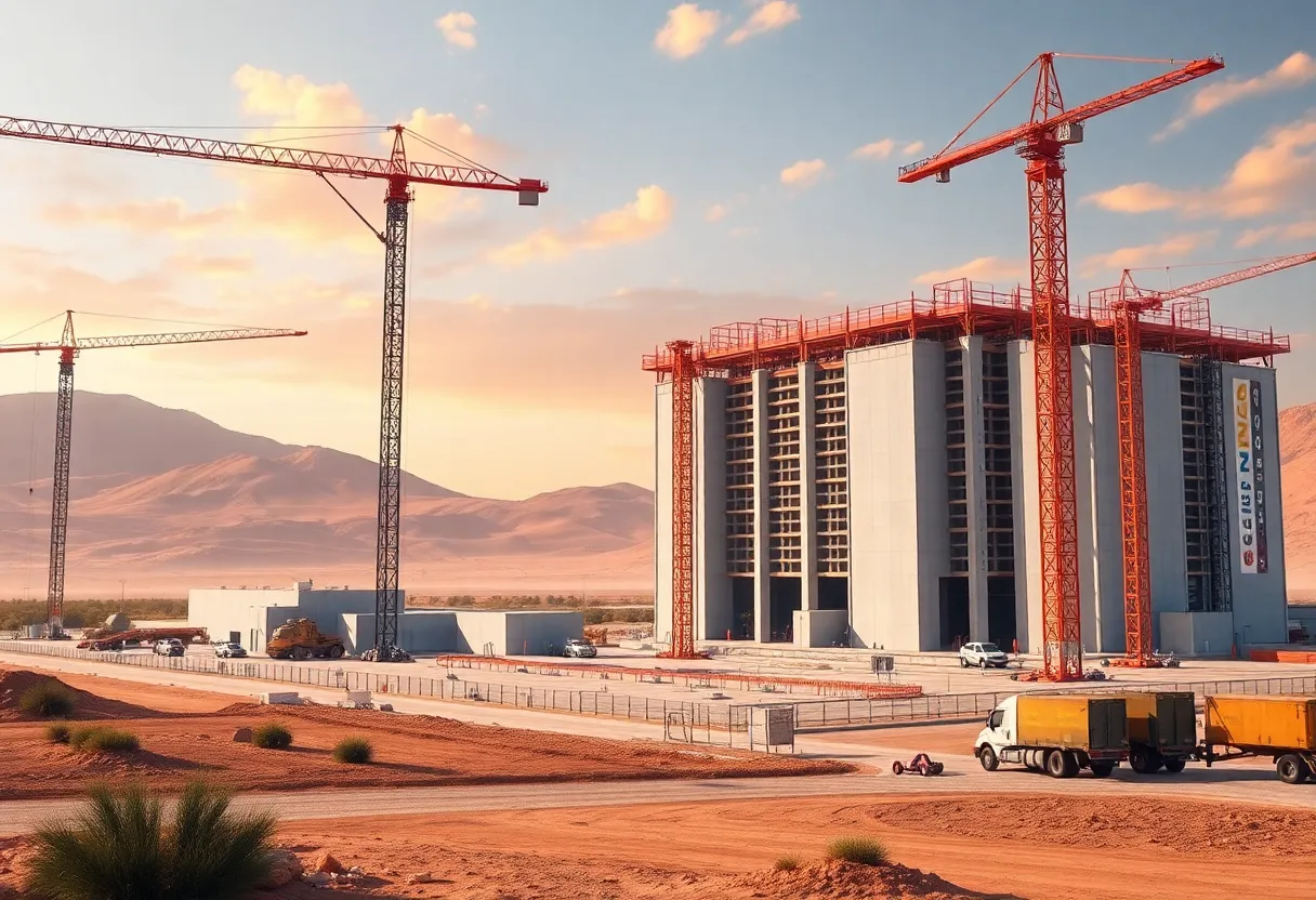 Construction of Amkor Technology semiconductor facility in Peoria, Arizona.