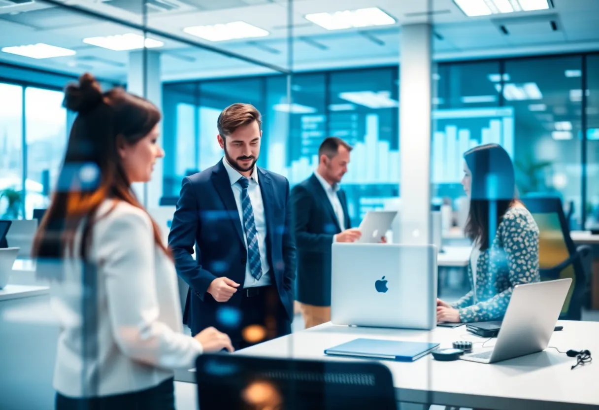 Modern financial solutions office environment