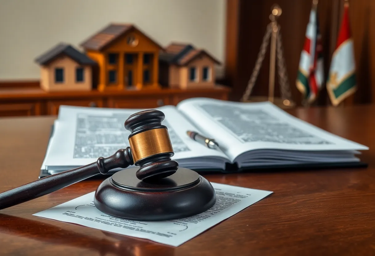 Courtroom scene representing lawsuit against foreclosure fraud
