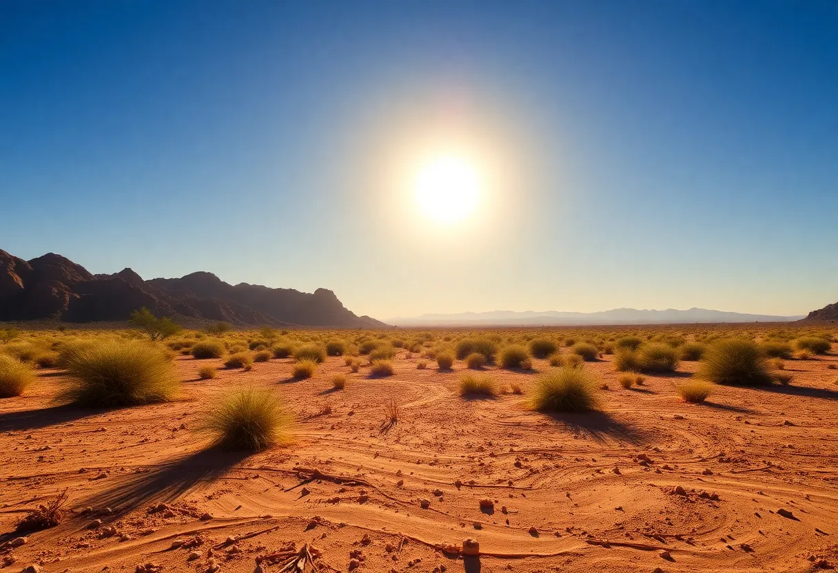 Desert landscape in Arizona under extreme heat