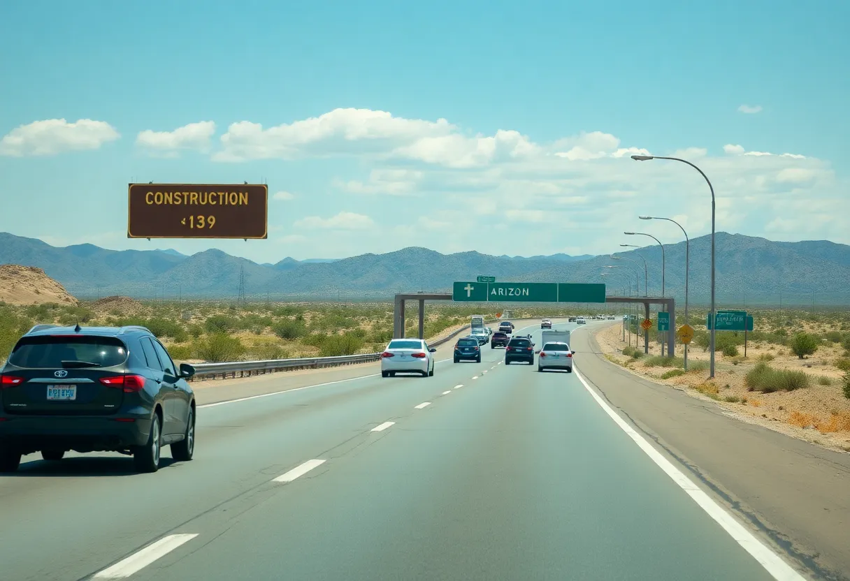 Cars traveling on an Arizona highway during Labor Day weekend.