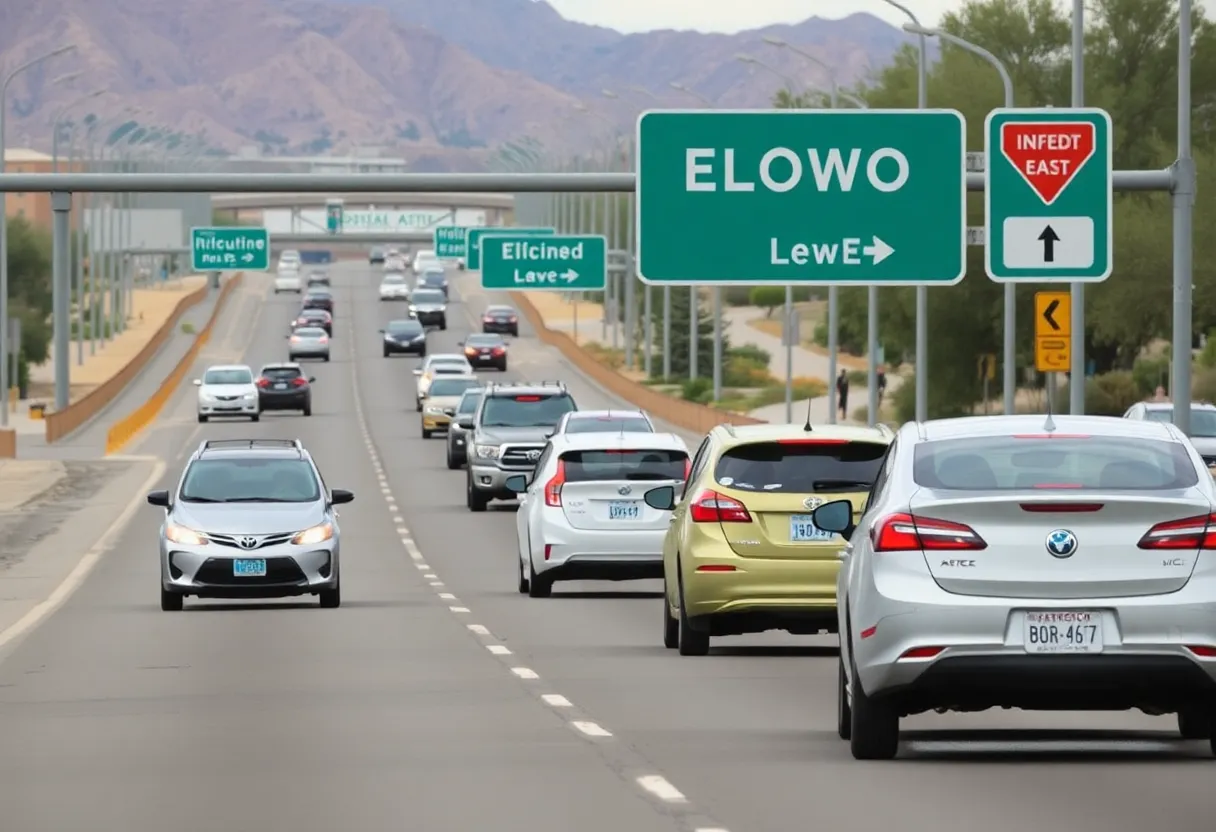 Electric vehicles on Arizona road with HOV lane signage