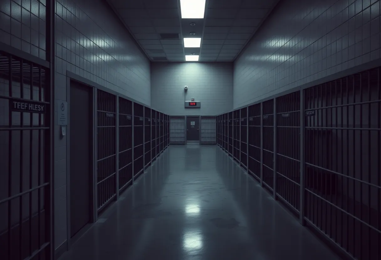 Empty cells in a detention center representing detainee conditions