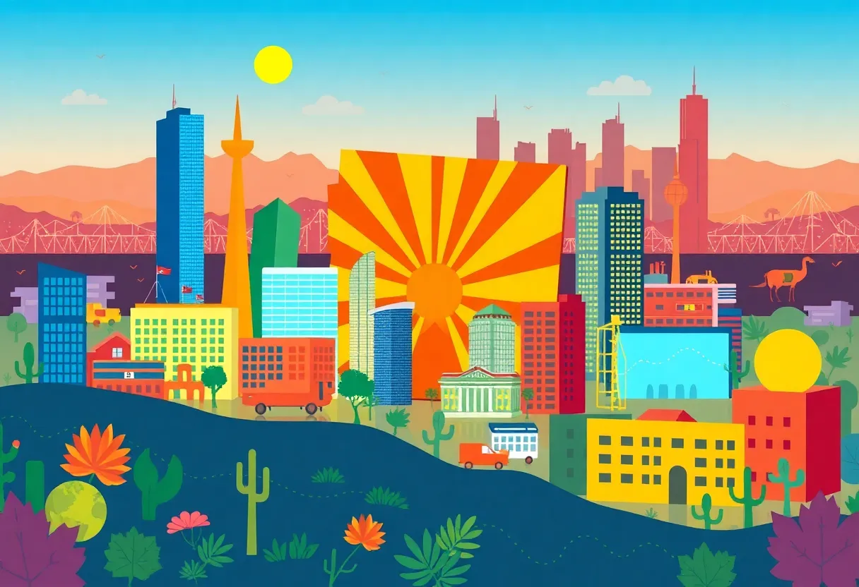 Illustration of Arizona businesses representing growth and innovation.
