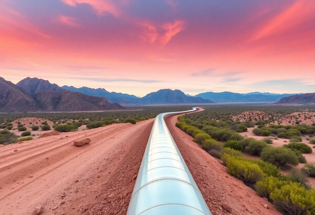 Construction of a natural gas pipeline in Arizona's scenic landscape.