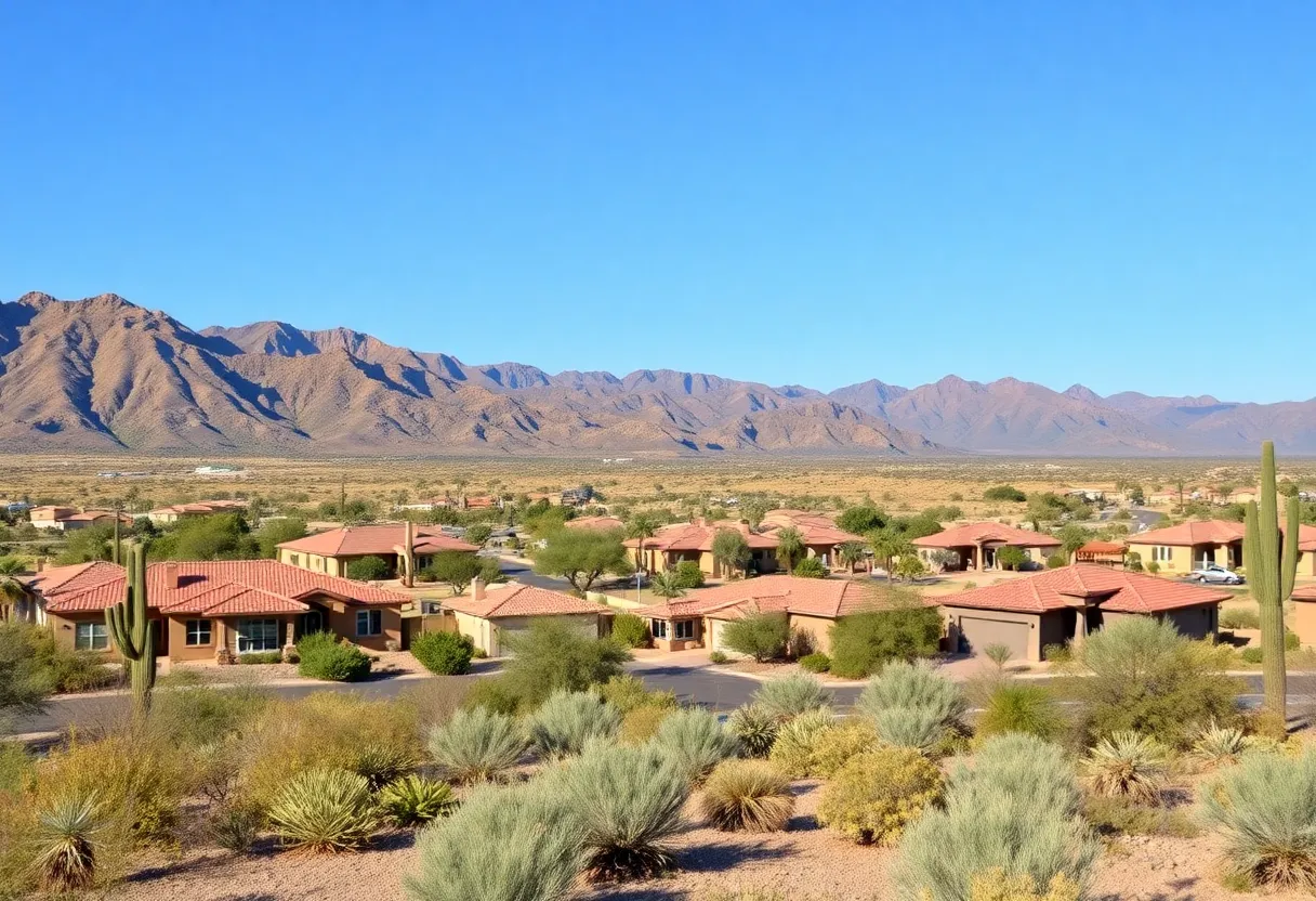 Desert landscape with retirement homes in Arizona