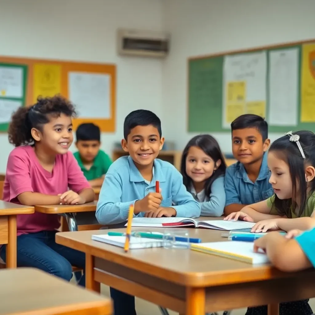 Students actively engaged in educational activities in a classroom setting