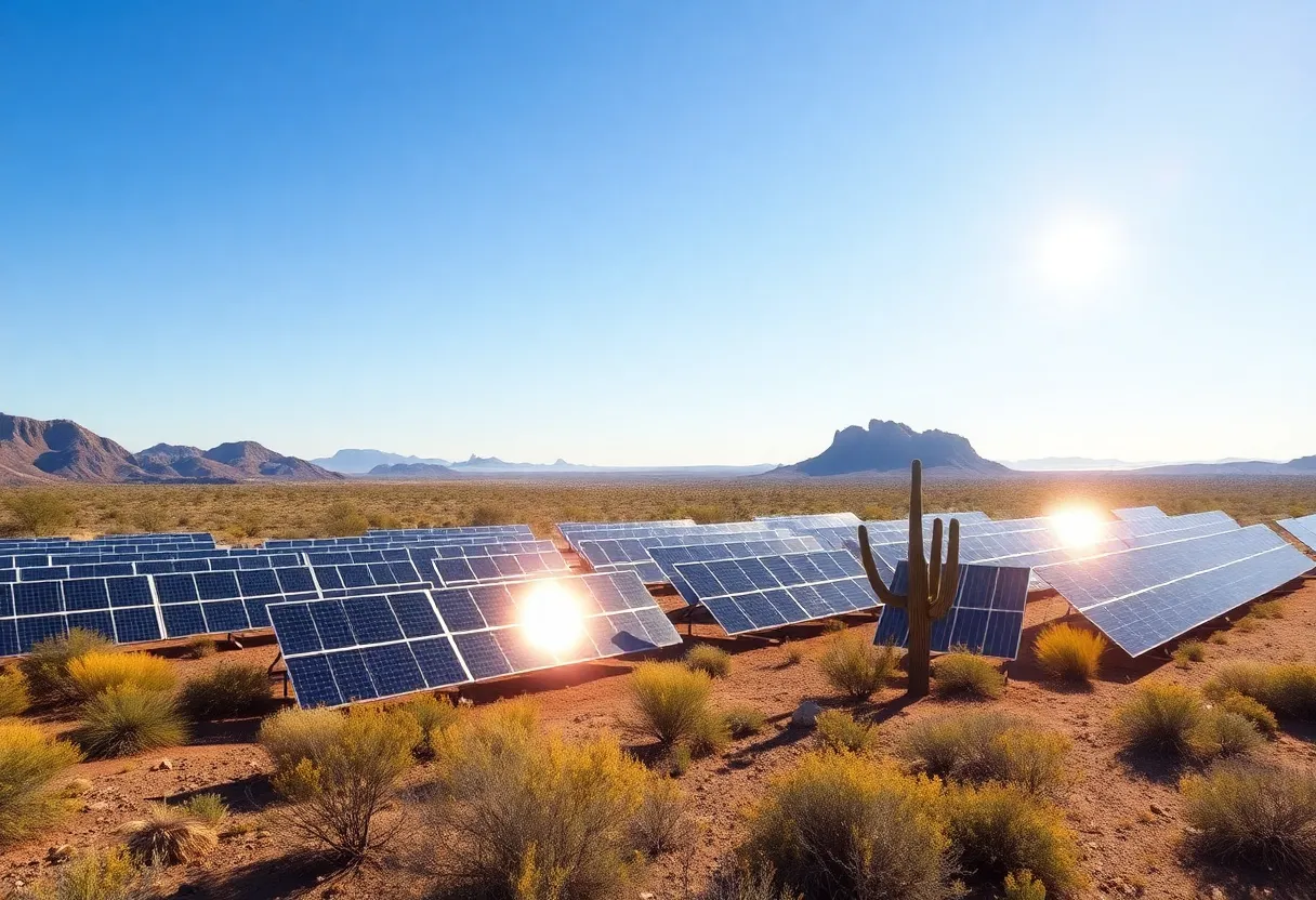 Arizona landscape featuring solar panels under a clear sky
