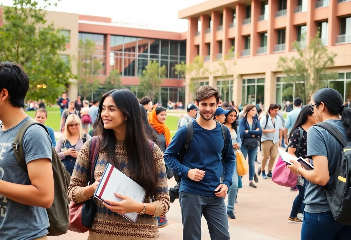 Students engaging in activities on the Arizona State University campus