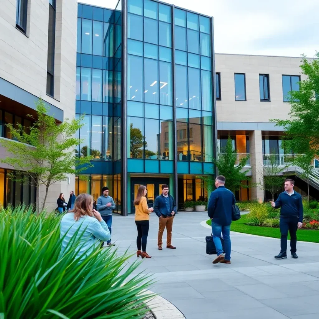 Students at Arizona State University discussing real estate concepts.
