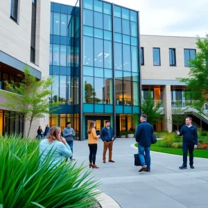 Students at Arizona State University discussing real estate concepts.