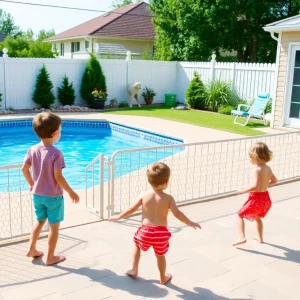 Family enjoying a safe backyard pool with supervision