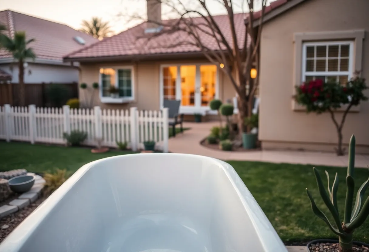 A serene bathtub in a residential area of Central Phoenix