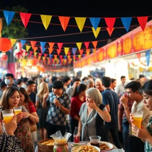 Guests enjoying the Best of the Valley Party with food and drinks