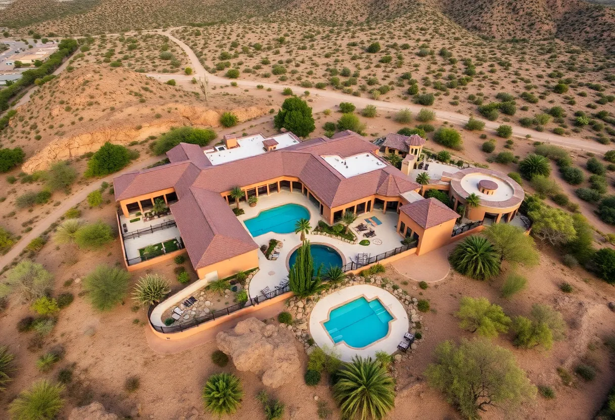 Aerial view of Canyon Ranch wellness resort in the Sonoran Desert