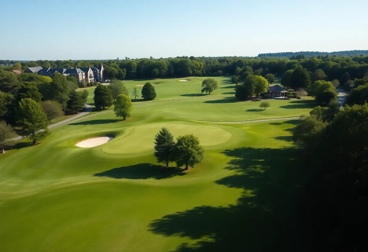 Beautiful landscape of Club West Golf Course in Phoenix with green grass and trees